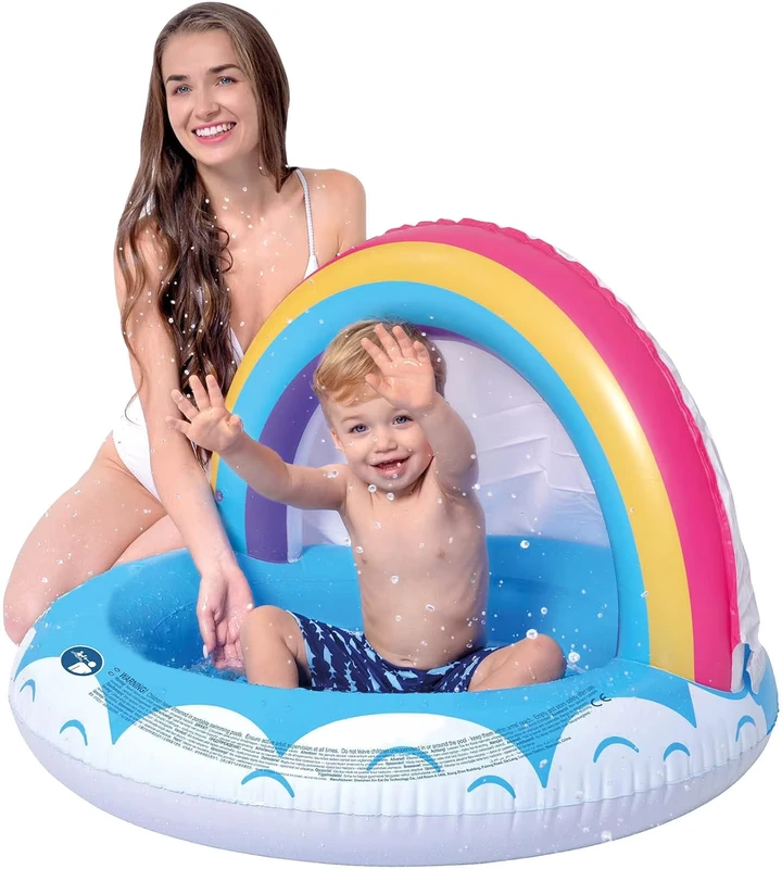Kolam Bayi Mini Rainbow Inflatable dengan Tenda untuk Luar Ruangan Pantai Taman Halaman Belakang Kolam Tiup untuk Anak-anak