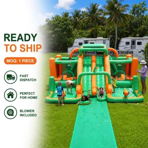 Tobogán inflable con diseño de múltiples funciones, tela Oxford gruesa 420D+840D, stock listo para tobogán de agua inflable para niños