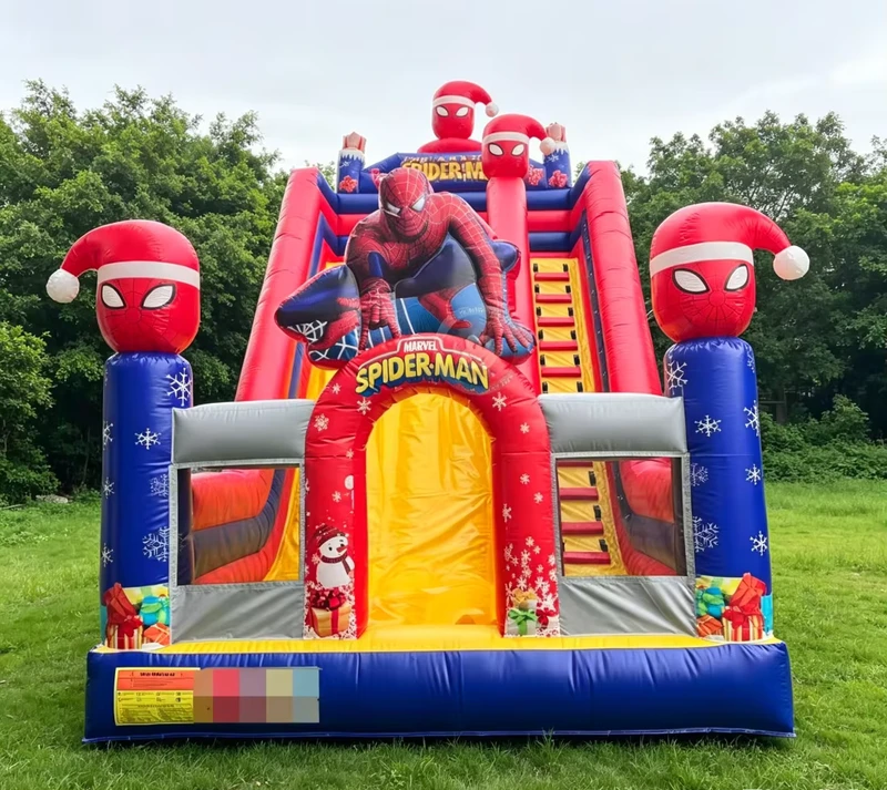 Inflatable Slides Christmas Winter Spider-Man Outdoor Inflatable Dry Slide for Commercial Use