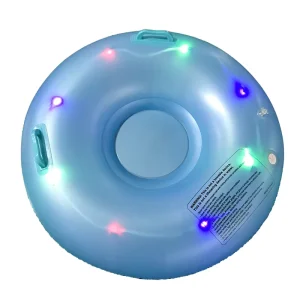 Inflatable Snow Tube With Built In LED Lights Thickened PVC Heavy Duty Sledding Ring for Kids Adults Outdoor Winter Fun