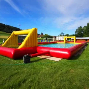 Campo da calcio gonfiabile per gioco all'aperto, campo da basket gonfiabile, 2 in 1, gioco sportivo multiplo con soffiatore
