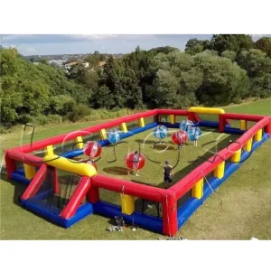 Inflatable Soccer Field Sports Court Inflatable Soccer Bumper Ball Volleyball Field 3 in 1 Sport Game with Blower