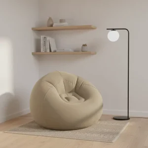 Inflatable Sofa Air Couch Foldable Portable Outdoor Camping Beach Chair Modern Lazy PVC Flocking Bean Bag Leisure Use
