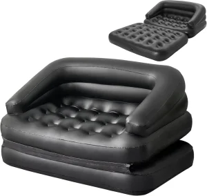 Inflatable Sofa Bed for Camping Pool Float Couch Outdoor Mattress Bed with Armrest Full Size