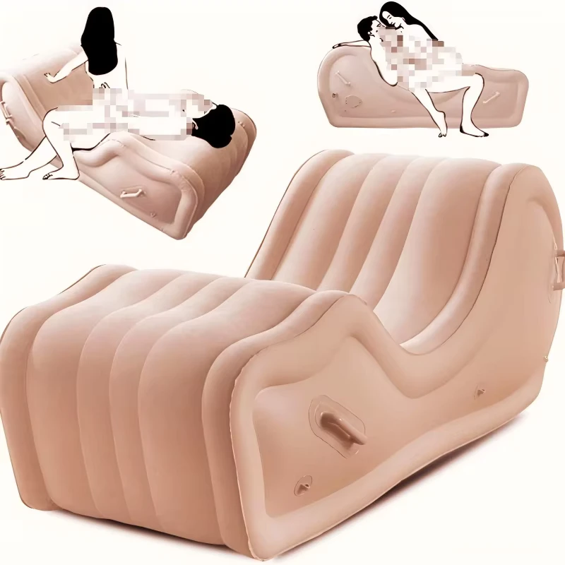 Inflatable Sofa with Built in Pump Portable Waterproof Flocked PVC for Camping Beach Outdoor