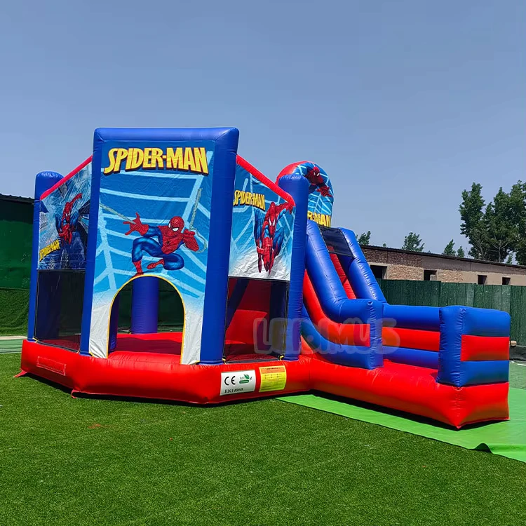 インフレータブルスパイダーマンジャンピングキャッスル バウンスハウス スライドコンボ 商業用バウンサー ジャンパー 子供向けパーティーアクティビティレンタル機器