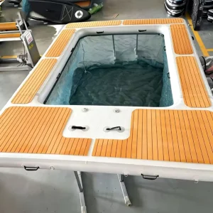 Inflatable Sport Boat Yacht Dock Platform with Mesh Protected Pool Floating Swimming Pool Pontoon with Net