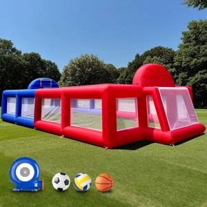 Inflatable Sport Court Portable 3-in-1 Basketball Soccer Volleyball Field for Backyard School Team Training Outdoor Multi-Game