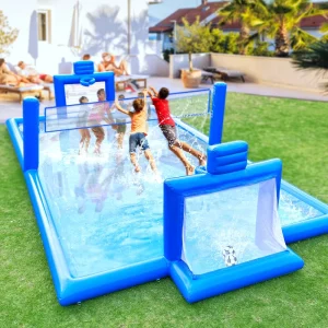 Inflatable Sport Game Blue Inflatable Water Volleyball PVC Net Field Soccer Field Arena Court Inflatable Soccer Court Field