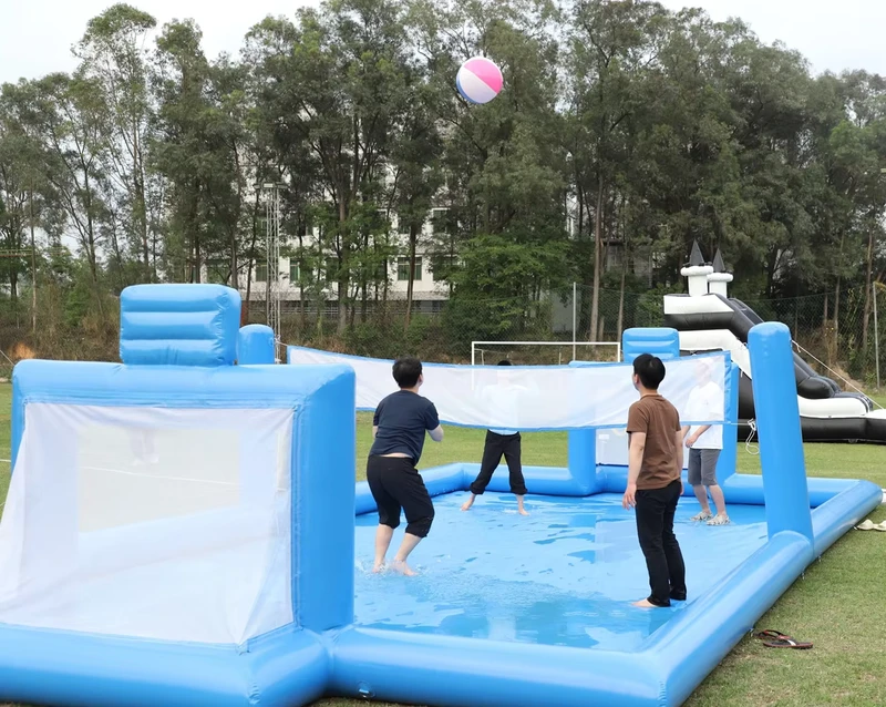 Jogo Desportivo Inflável Rede de Voleibol de Água Inflável Azul Campo de Futebol Arena Campo de Futebol Inflável