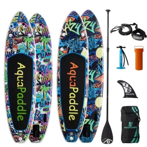Inflatable Stand up Paddle Board Eco Friendly Portable 3 Fin SUP for Ocean Waters Surfing & Fishing