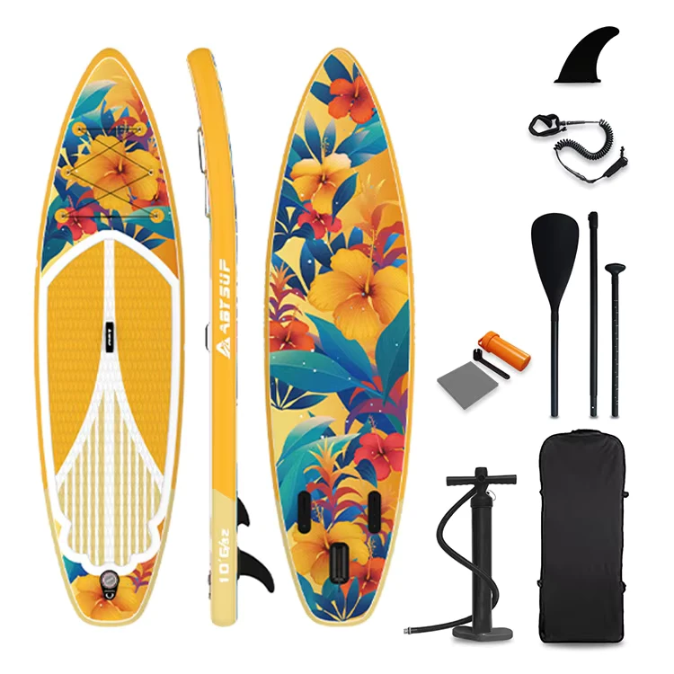 Planche de paddle gonflable SUP 10,6 pieds 11 pieds Drop Stitch avec pompe, pagaie, siège, sac à dos, certifiée CE, OEM, ODM, personnalisée