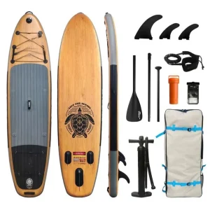 Inflatable Stand up Paddle Board SUP Wood Grain Design Drop Stitch PVC All Round Adults Complete Set Carbon Paddle Pump Fin