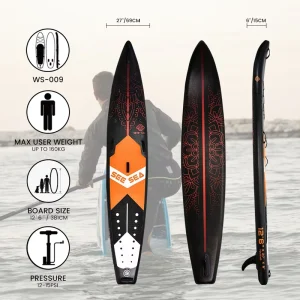Aufblasbares Stand-Up-Paddle-Board SUP Zubehör Rucksack Breite Surf Kontrolle Rutschfeste Deck Leine Paddel und Pumpe