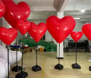 Inflatable Standing LED Light PVC Heart Shape Balloon with Customizable Color and Size
