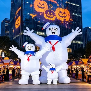 Hombre de Malvavisco Stay Puft Inflable Decoración de Jardín Gigante para Halloween
