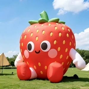 Inflatable Strawberry Fruit Cartoon Mascot Waterproof & Durable for Outdoor Events Festivals Farms Summer Decorations