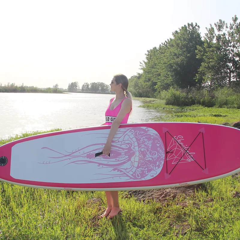 Planche de surf gonflable, couleur rose, planche à pagaie avec siège de kayak pour le surf