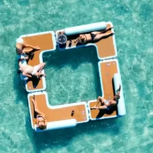 Inflatable Swim Island Floating Raft Foil Water Jet Ski Dock Floats Inflatable Dock Deck Inflatable Floating Platform