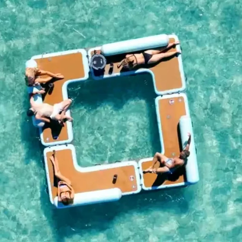 Ilha Inflável de Natação, Flutuador, Plataforma Flutuante Inflável para Jet Ski, Docas Infláveis