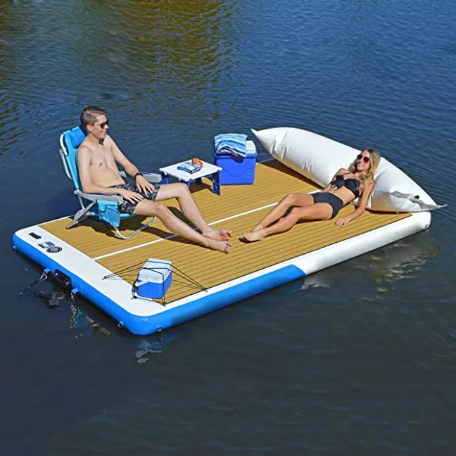 Inflatable Zwem Eiland Drijvende Rade Inflatable Water Jet Ski Dock Vlotten Platform Inflatable Drijvende Ponton Dock