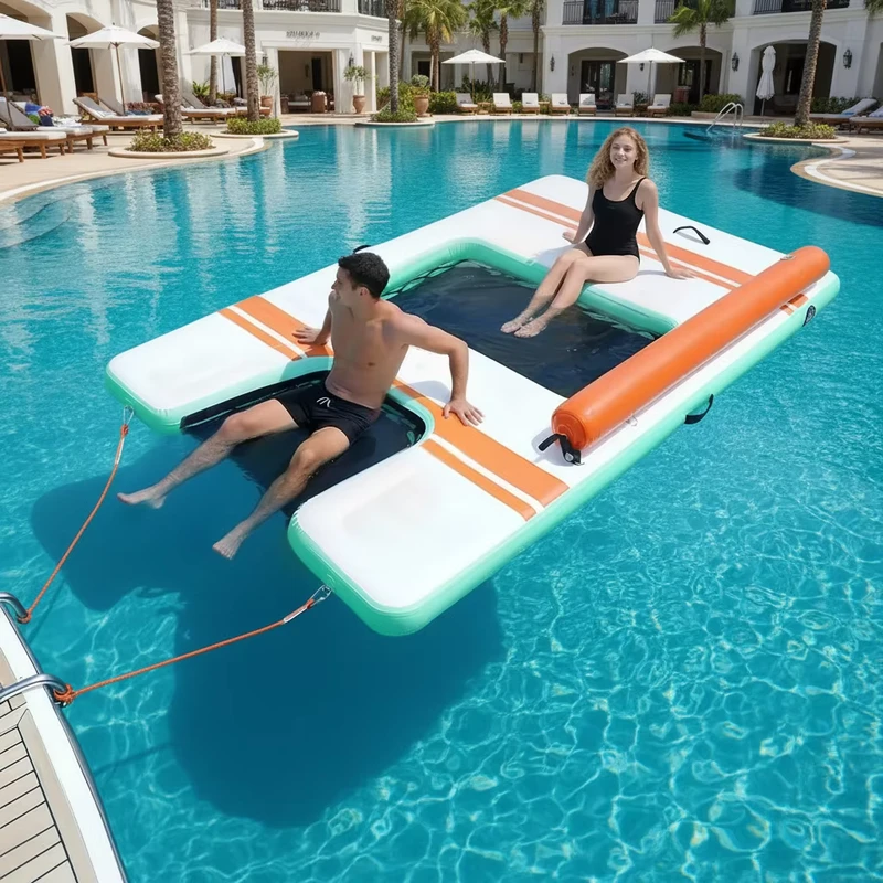 Inflatable Swim Island Floating Raft for Water Jet Ski Dock Inflatable Yacht Dock Deck Floating Platform