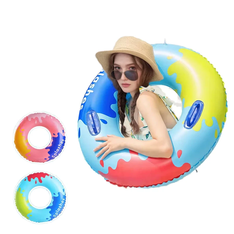 Anillo de natación inflable con asa, material PVC ecológico, flotador duradero para piscina y playa para niños