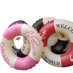 Inflatable Swim Tube Raft with Summer Fruits Painting Pool Toys for Swimming Pool Party Decorations