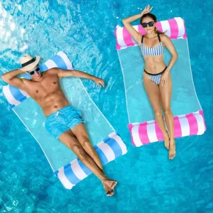 Amaca galleggiante gonfiabile per piscina, lounge portatile per adulti con cuscino d'aria a rete sul fondo, sedia da acqua