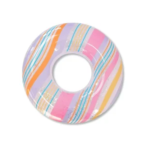 Inflatable Swimming Ring Rainbow Striped Printing Swimming Rings Swimming Pool Floats Summer Inflatable Water Pool Float