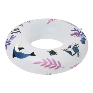 Inflatable Swimming Ring with Lights Solar Powered Pool Inflatables Animal Patterns Swim Tube Ring IP68 Waterproofing