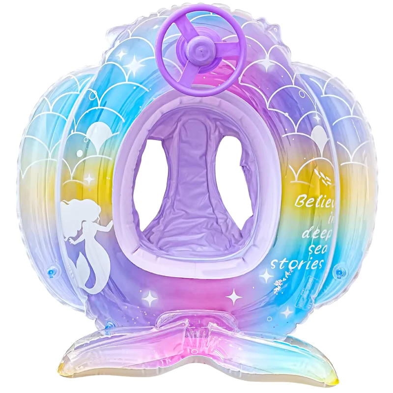 Anillo de Natación de PVC Engrosado con Lentejuelas Arcoíris, Sirena Soñadora para Bebés, con Asiento de Cola