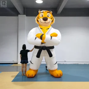 Inflatable Tiger Mascot Giant Inflatable Taekwondo Character Custom Inflatable Martial Arts for Event Decoration Advertising