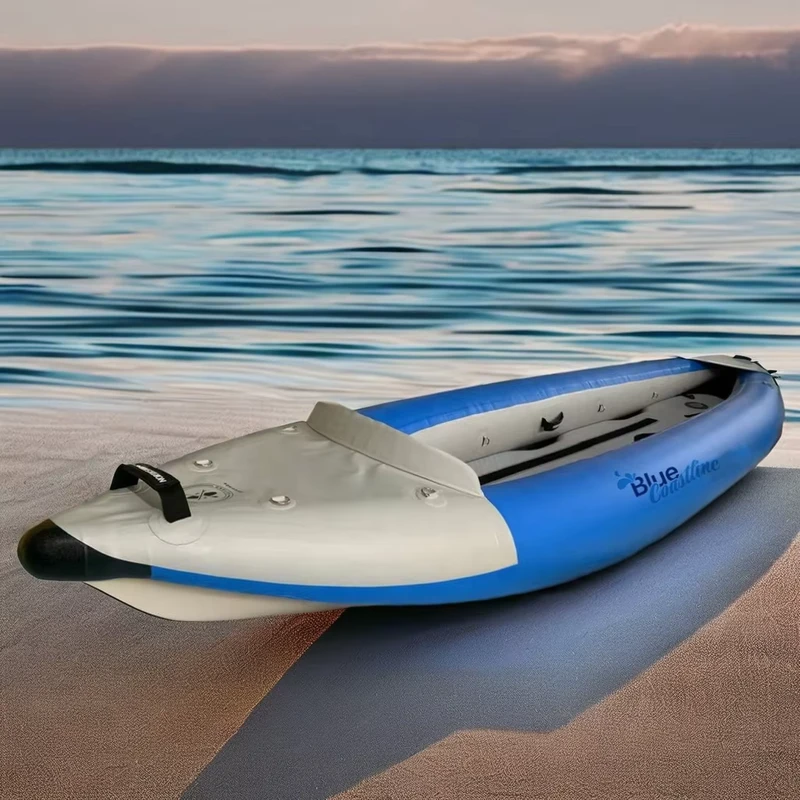Caiaque Inflável para Pesca com Remo Incluído PVC Dropstitch Barco de Desporto Aquático para 2 Pessoas