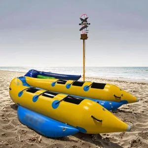 Banana Boat Inflatable yang Ditarik, Mainan Seru, Permainan Air Inflatable di Pantai