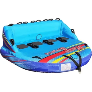 Inflatable Towable Water Sports Tube with Back Rest for Men and Women Lake Beach Fun