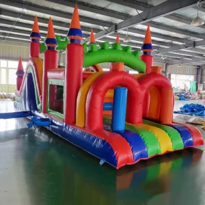 Inflatable Trampoline and Bouncy Castle Obstacle Course Combination Customized 7*3.5*3m Portable Outdoor Use