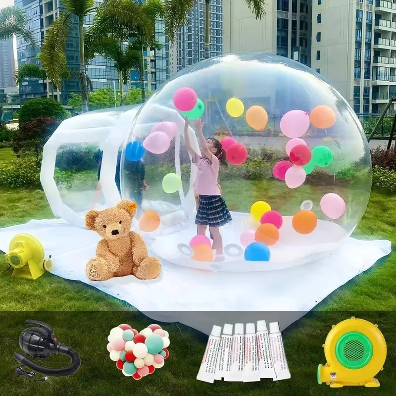 Aufblasbares transparentes Campingzelt, Kinder aufblasbares Blasenzelt, Hüpfburg, aufblasbare Ballonkuppel-Hüpfburg