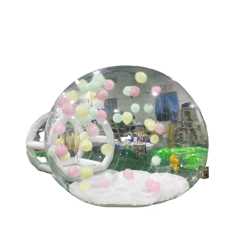 Tenda Gonfiabile Trasparente in PVC 8m Casa Gonfiabile a Bolle con Schermo per Campeggio all'Aperto e Trampolino e Pallone per Bambini