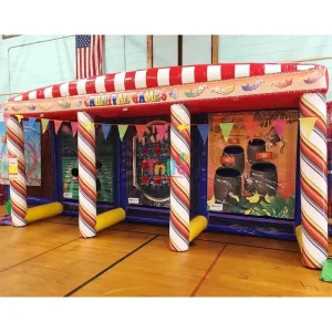 Tenda de Jogo Inflável Tripla de Carnaval - Jogo Interativo de Festa - Tenda de Jogo Inflável 3 em 1