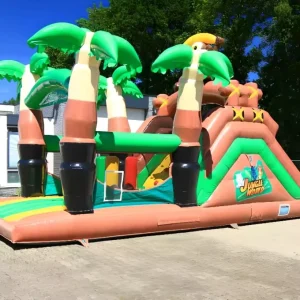 Castillos Inflables Tropicales de Selva, Combinación de Saltar y Deslizar, Parque Infantil para Niños, Uso Comercial, Capacidad de 100-500KG, Fácil de Montar