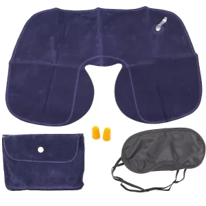 Inflatable U shaped Neck Pillow Travel Set Travel Accessories Set With Eye Mask and Earplugs