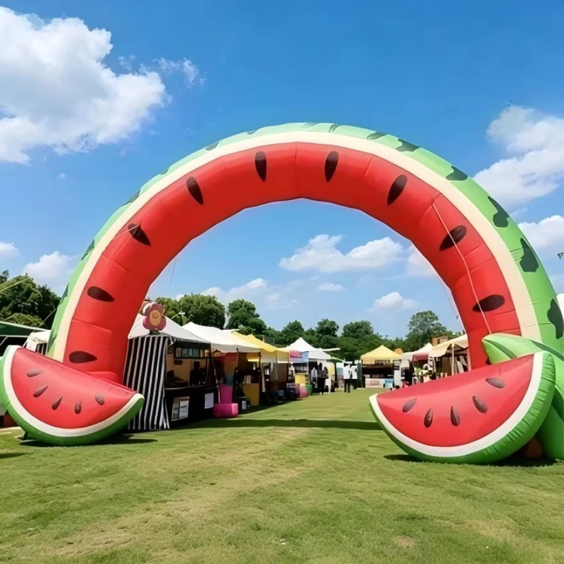 Inflatable UV Printed Balloon Watermelon Cartoon Mascot Waterproof Durable Built-In Fan Outdoor Event Decoration Festivals Fairs