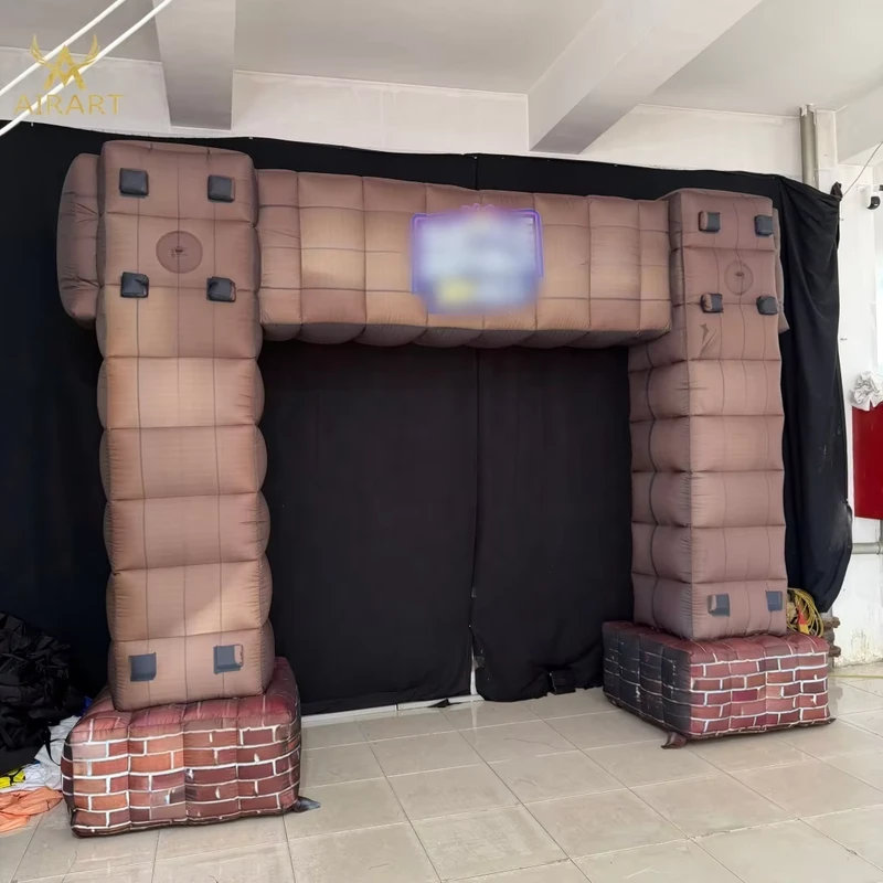 Arco Inflável com Padrão de Tijolo para Decoração de Festa Temática de Gruta