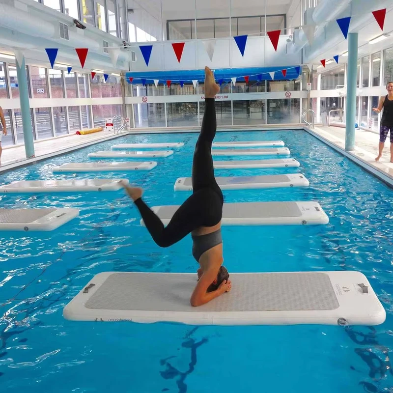 Tapete de Yoga Inflável Flutuante na Água, Dock Inflável para Natação