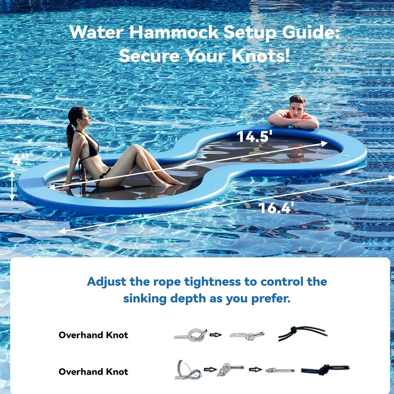 Hamaca de Agua Inflable Doble Zona Flotante con Malla Centro Drop Stitch para Adultos