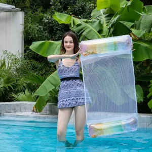 Inflatable Water Hammock Floating Bed Foldable Summer Backrest Water Lounge Chair Pool Party Floating Chair