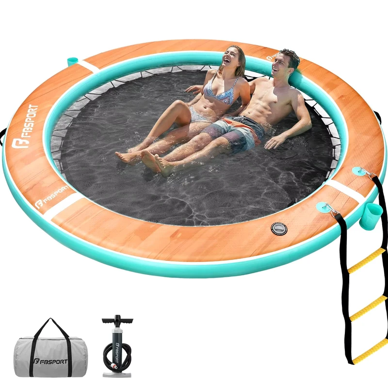 Aufblasbare Wasser-Hängematte Schwimmdock mit Becherhaltern Sonnenliege für Eltern Kinder Pool See Strand Freizeit