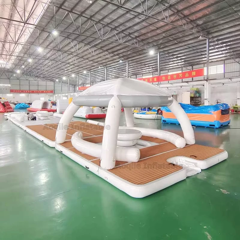 Platform Leisure Air Inflatable dengan Tenda, Pulau Terapung, Perahu Terapung Inflatable