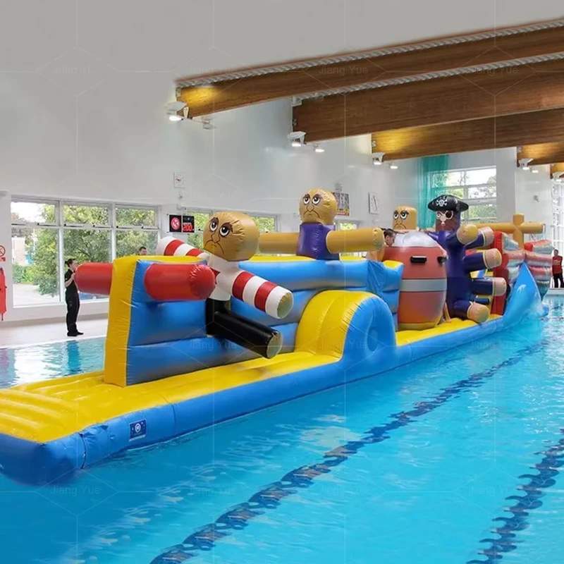 Aufblasbarer Wasser-Hindernisparcours-Rennen für Schwimmbad Aqua Run Wassersportspiel Hindernisparcours Poolparty